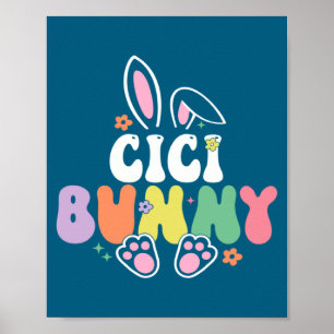Affiche Cici Bunny Femmes Jour de Pâques Lapin Grand-mère