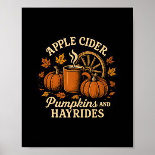 Affiche Cidre de Pomme Citrouilles Et Promenades en Charre