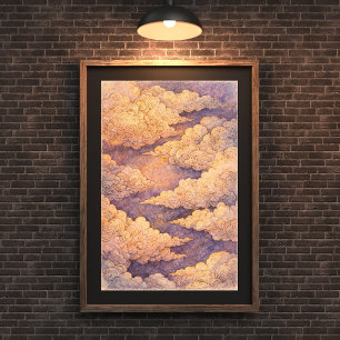 Affiche Ciel artistique aux nuages dorés rêveurs, Coucher 