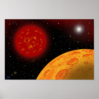 Affiche Ciel avec une étoile naine rouge flottant dedans.