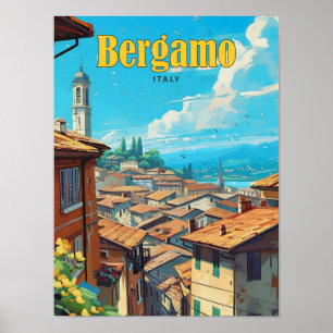 Affiche Ciel bleu à Bergamo Italie Vintage voyage