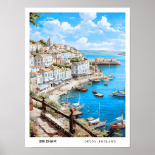 Affiche Ciel bleu à Brixham Devon Angleterre Vintage voyag