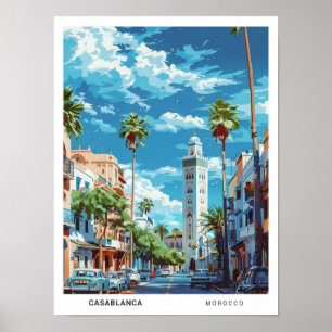 Affiche Ciel bleu à Casablanca Maroc Vintage voyage