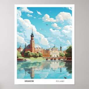 Affiche Ciel bleu à Cracovie Pologne Vintage voyage