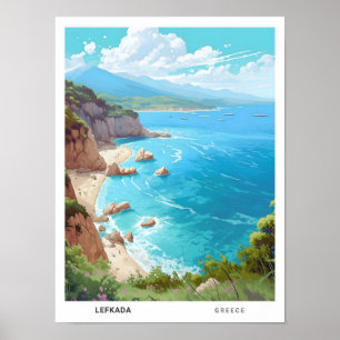 Affiche Ciel bleu à Lefkada Grèce Vintage voyage