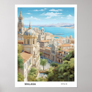 Affiche Ciel bleu à Malaga Espagne Vintage voyage