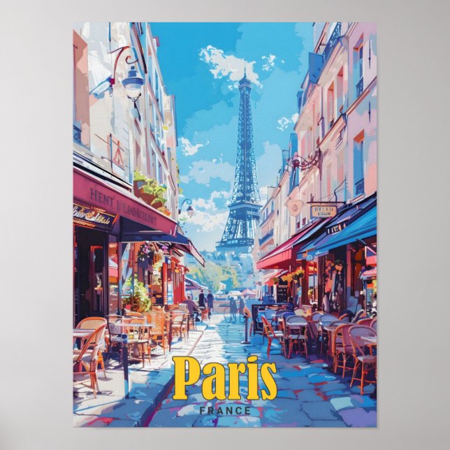 Affiche Ciel bleu à Paris France Vintage voyage (Devant)