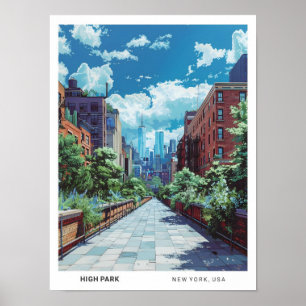 Affiche Ciel bleu dans High Park New York USA Vintage voya