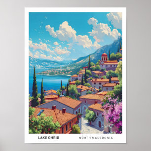 Affiche Ciel bleu dans le lac Ohrid Nord Macédoine Voyage