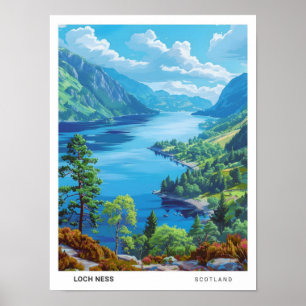 Affiche Ciel bleu dans Loch Ness Vintage voyage écossais