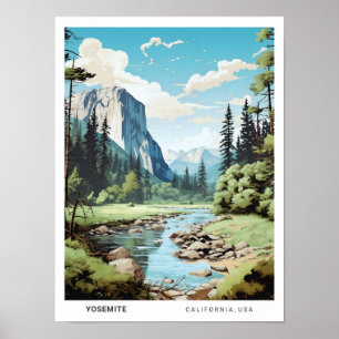Affiche Ciel bleu dans Yosemite Californie Vintage voyage