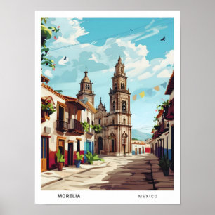 Affiche Ciel bleu en Morelia Mexique Vintage voyage