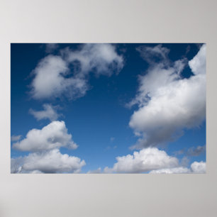 Affiche ciel bleu et nuages blancs