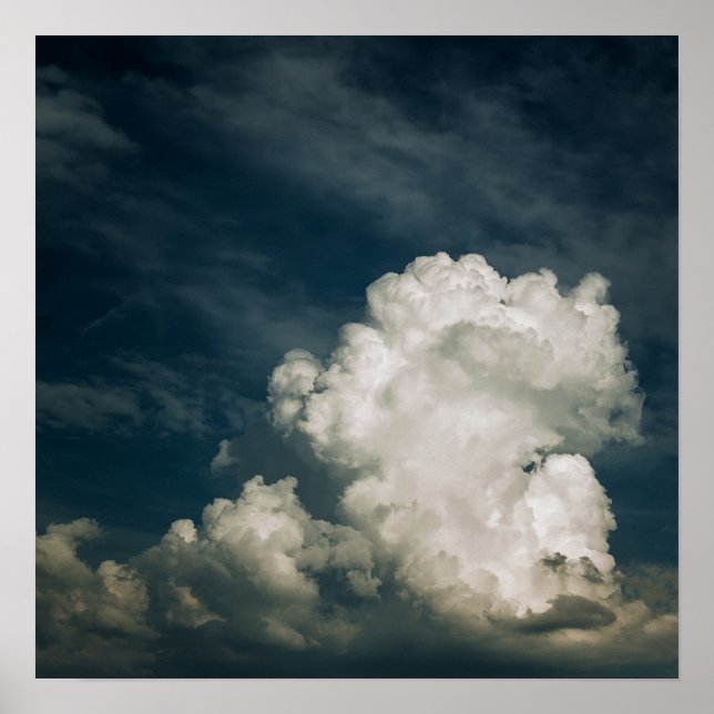 Affiche Ciel bleu foncé spectaculaire avec nuages fluides (Devant)