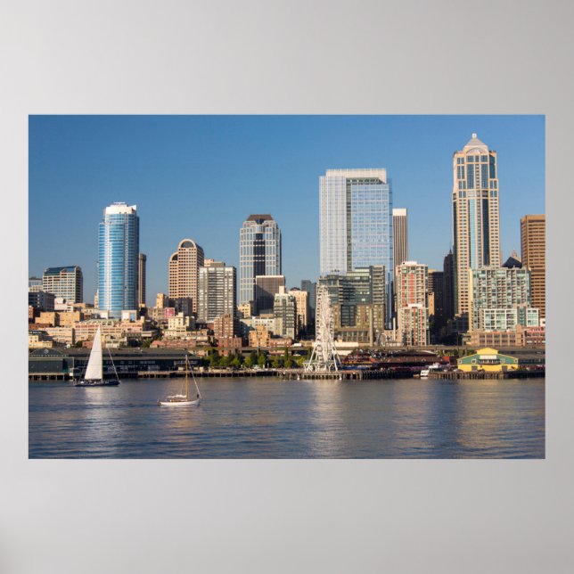Affiche Ciel bleu sur le front de mer d'Elliott Bay (Devant)