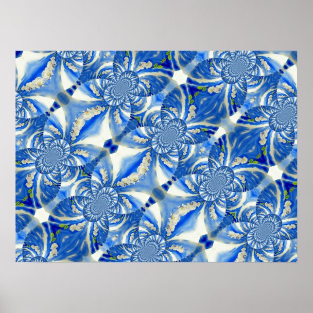 Affiche Ciel bleu vif romantique et orchidées blanches (Devant)