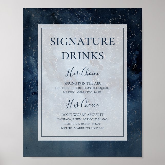 Affiche Ciel Céleste Avec Enseigne De Boissons À Signature (Devant)
