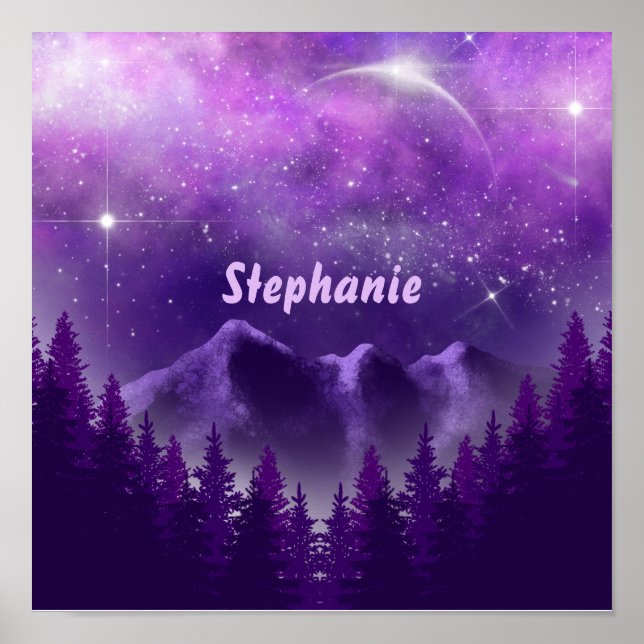 Affiche Ciel clair de lune violet (Devant)