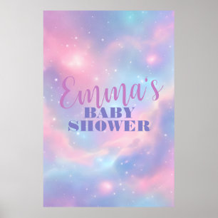 Affiche Ciel Cosmique Rose Pastel Bleu Magique Onirique