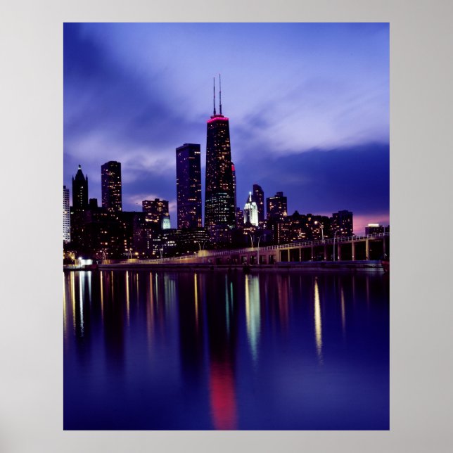 Affiche Ciel de Chicago à la tombée de la nuit (Devant)
