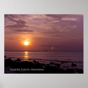 Affiche Ciel de coucher de soleil à la plage de rayon de s
