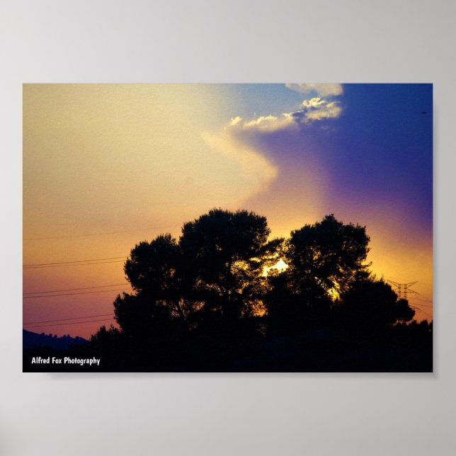 Affiche Ciel de coucher de soleil électrique (Devant)