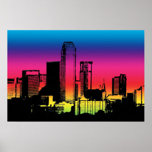 Affiche Ciel de Dallas en couleurs