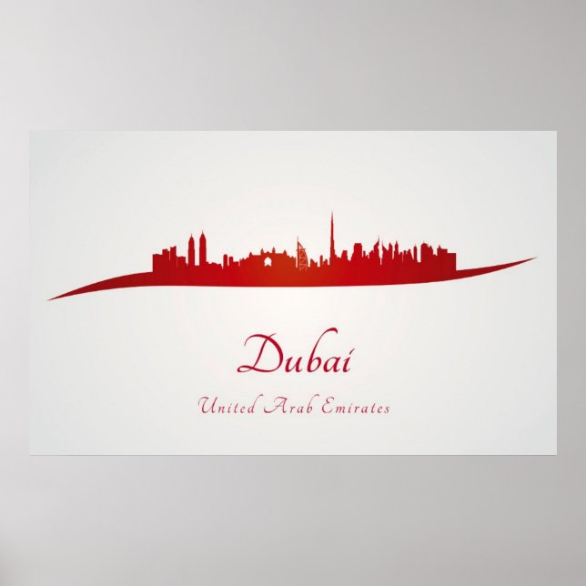 Affiche Ciel de Dubaï en rouge (Devant)