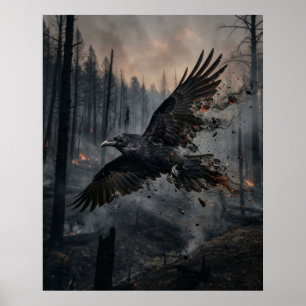 Affiche Ciel de forêt brûlé par les cendres du corbeau