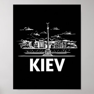 Affiche Ciel de la ville de Kiev Ukraine Silhouette Esquis