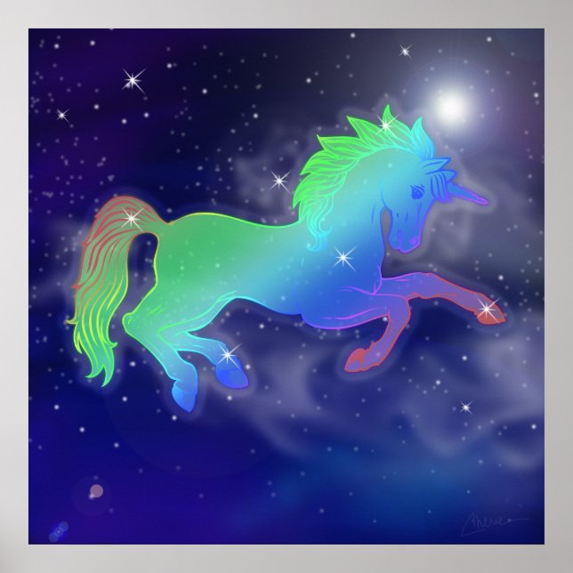 Affiche Ciel de licorne | Nuit étoilée (Devant)