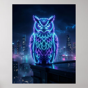 Affiche Ciel de Minuit de la Chouette Néon