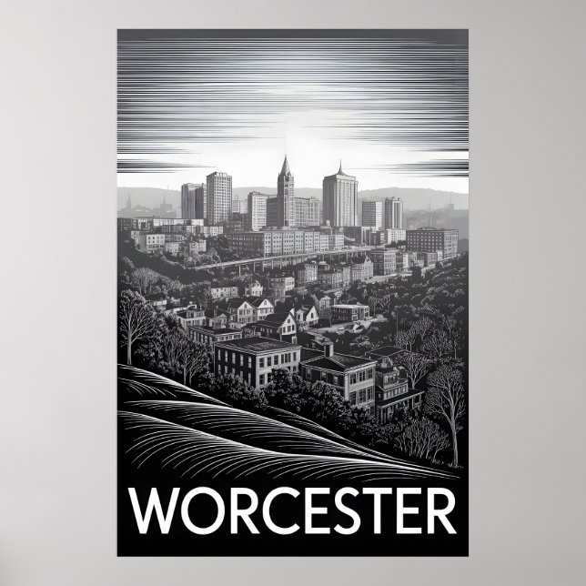 Affiche Ciel de Worcester Massachusetts Gravure sur bois N (Devant)