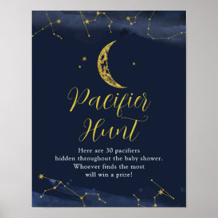 Affiche Ciel nocturne au-dessus de la lune Baby shower cha