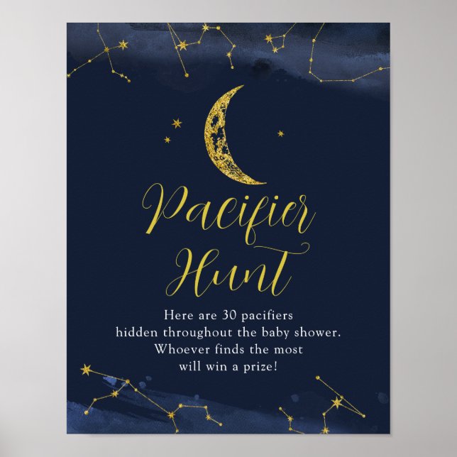 Affiche Ciel nocturne au-dessus de la lune Baby shower cha (Devant)