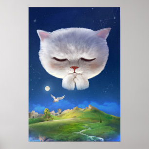 Affiche Ciel nocturne avec chat