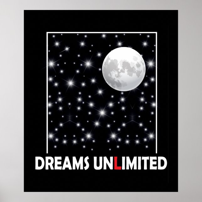 Affiche Ciel nocturne avec lune et étoiles avec citation d (Devant)