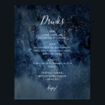 Affiche Ciel nocturne céleste | Panneau Menu Gold Dracks<br><div class="desc">Ce ciel céleste | le panneau du menu des boissons dorées est parfait pour votre mariage enchanté sous les étoiles. Le ciel bleu marine foncé, parsemé d'étoiles dorées, donnera le ton à votre mariage extérieur boho du soir. Personnalisez-le comme vous le souhaitez ou gardez-le tel quel. N'oubliez pas de parcourir...</div>
