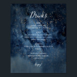 Affiche Ciel nocturne céleste | Panneau Menu Gold Dracks<br><div class="desc">Ce ciel céleste | le panneau du menu des boissons dorées est parfait pour votre mariage enchanté sous les étoiles. Le ciel bleu marine foncé, parsemé d'étoiles dorées, donnera le ton à votre mariage extérieur boho du soir. Personnalisez-le comme vous le souhaitez ou gardez-le tel quel. N'oubliez pas de parcourir...</div>