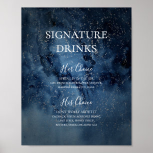 Affiche Ciel nocturne céleste   Signature Argent Signet Bo