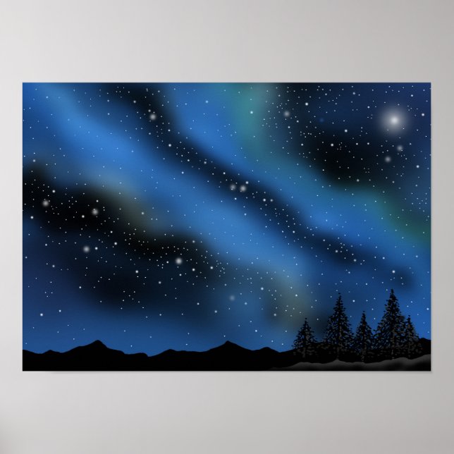 Affiche Ciel nocturne de la nébuleuse d'Aurore. (Devant)