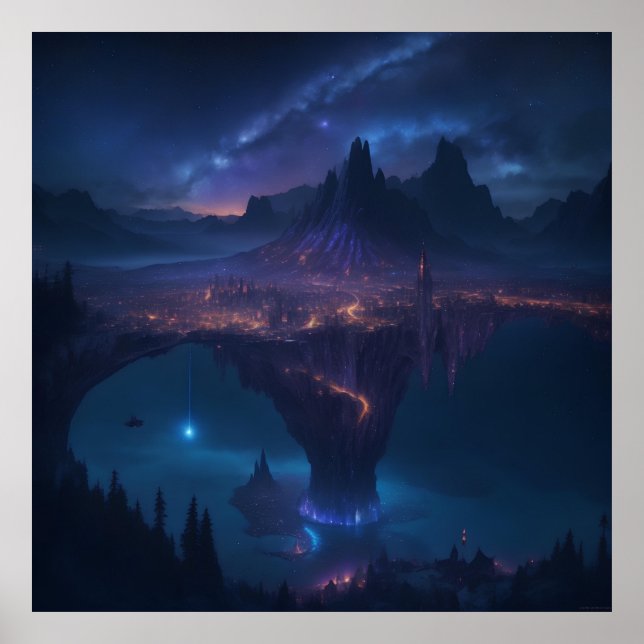 Affiche Ciel Nocturne Starry Et Cosmologique (Devant)