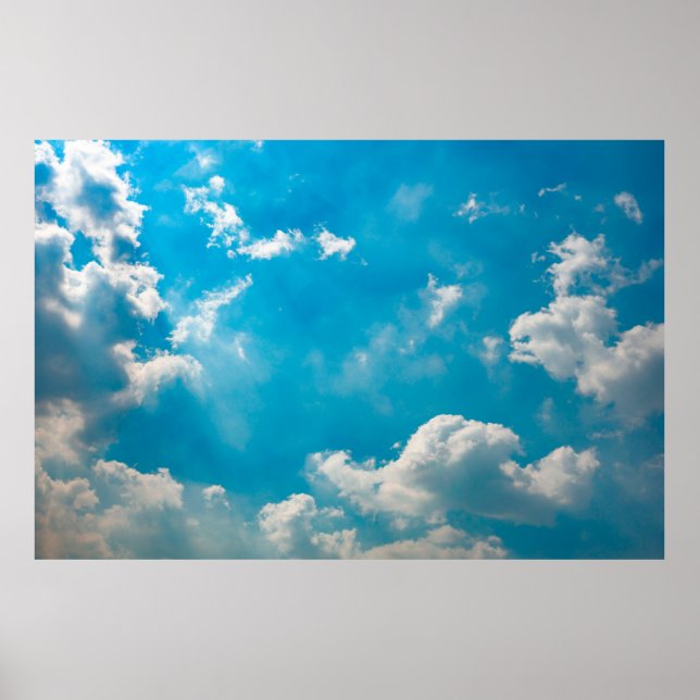 Affiche ciel nuageux et bleu fond abstrait, air, zone, (Devant)
