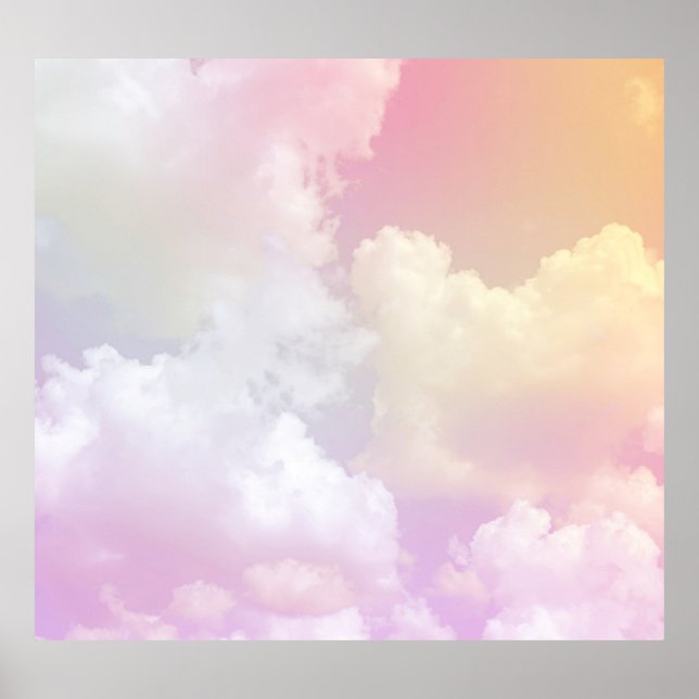 Affiche Ciel orange rose doux : Fluffeux (Devant)