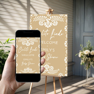 Affiche Cielito lindo baby shower beige signe d'accueil