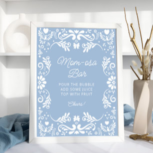 Affiche Cielito Lindo Baby shower Mexicain Bleu Maman-osa