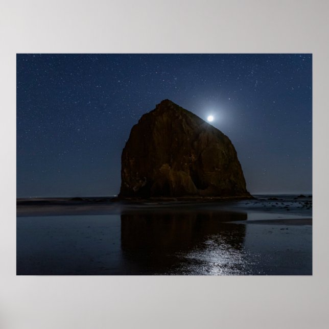 Affiche Cieux au-dessus de Haystack Rock | Cannon Beach, O (Devant)