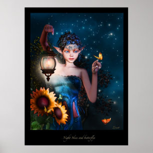 Affiche Cieux nocturnes et Butterflys