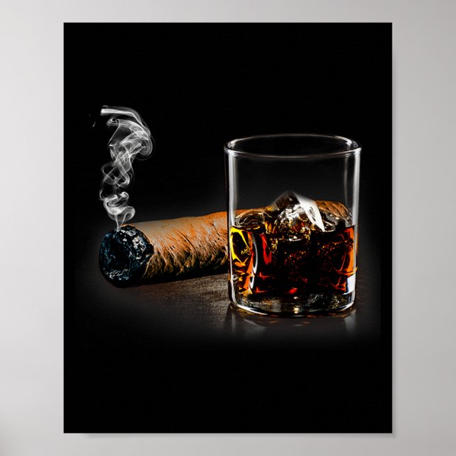 Affiche Cigar And Bourbon Great Gift For Cigar Lounge Love (Devant)