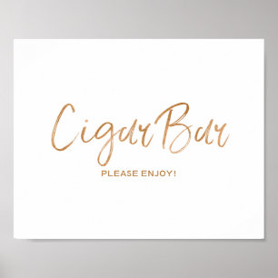 Affiche Cigar Bar 8x10 Rose élégant Mariage or Signal
